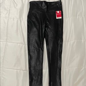 SPANX High-Waist Faux Leather Leggings in Black